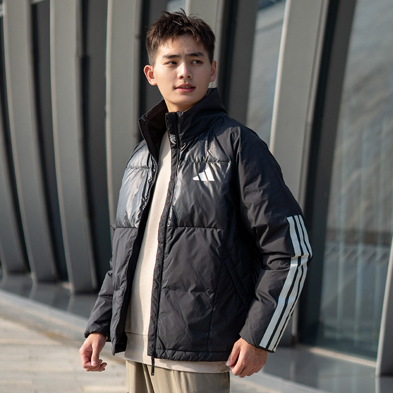 阿迪达斯轻薄羽绒服男2026秋冬立领运动短款鸭绒保暖休闲加厚外套