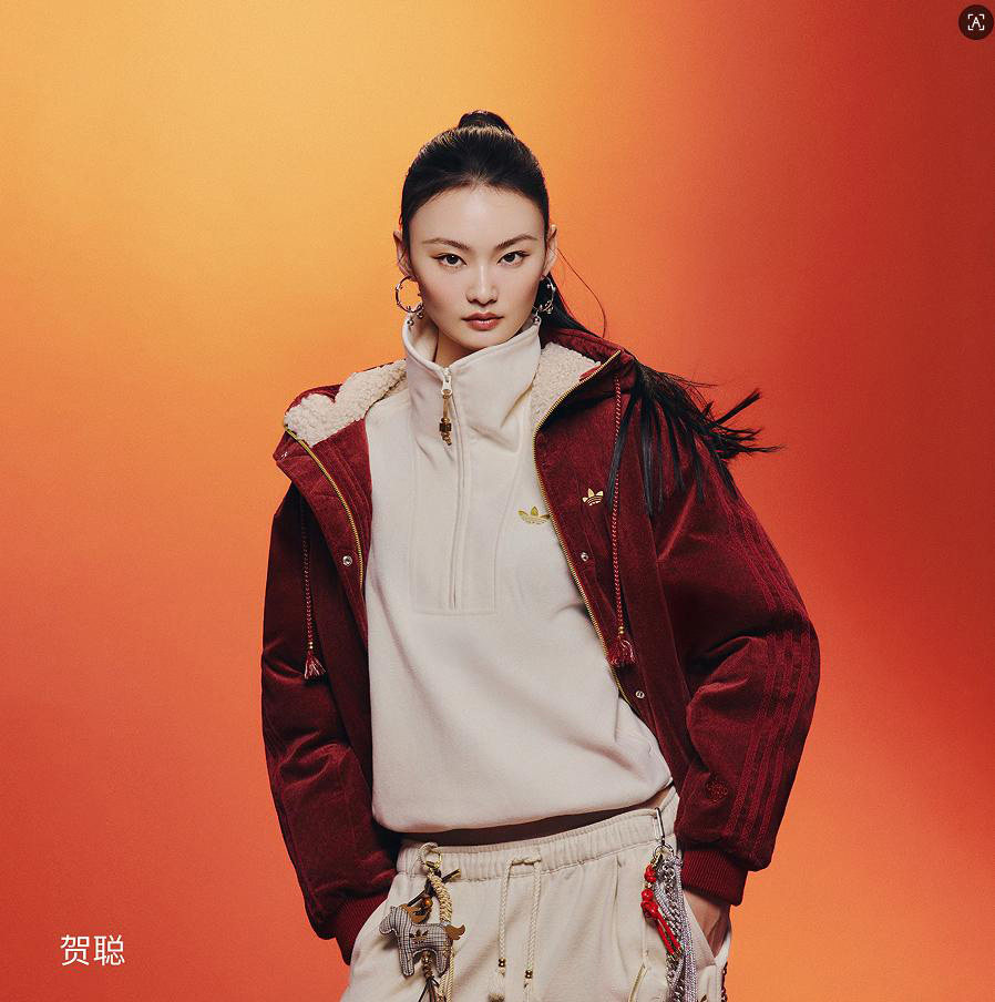茵特丨阿迪达斯三叶草新年款红色棉服女款上衣保暖运动休闲短外套