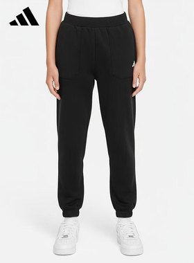 阿迪达斯新款儿童装男童女童针织长裤休闲运动裤束脚裤卫裤KG5956