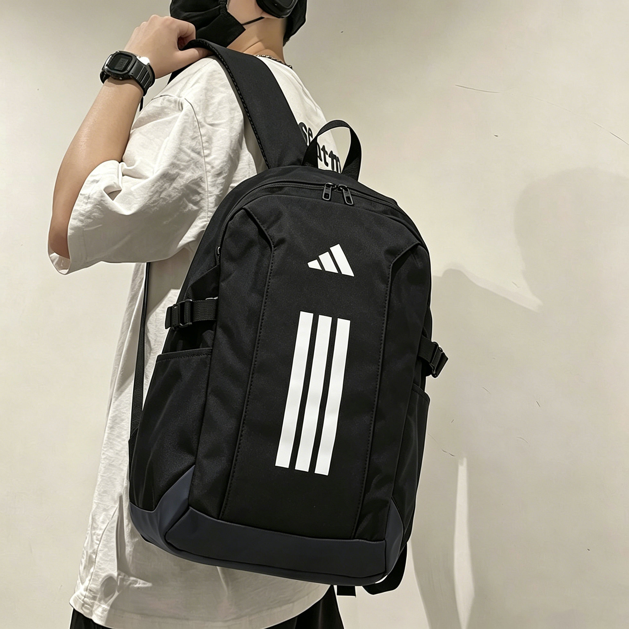 茵特丨阿迪达斯男生双肩包秋季新款黑色女士户外背包高中学生书包