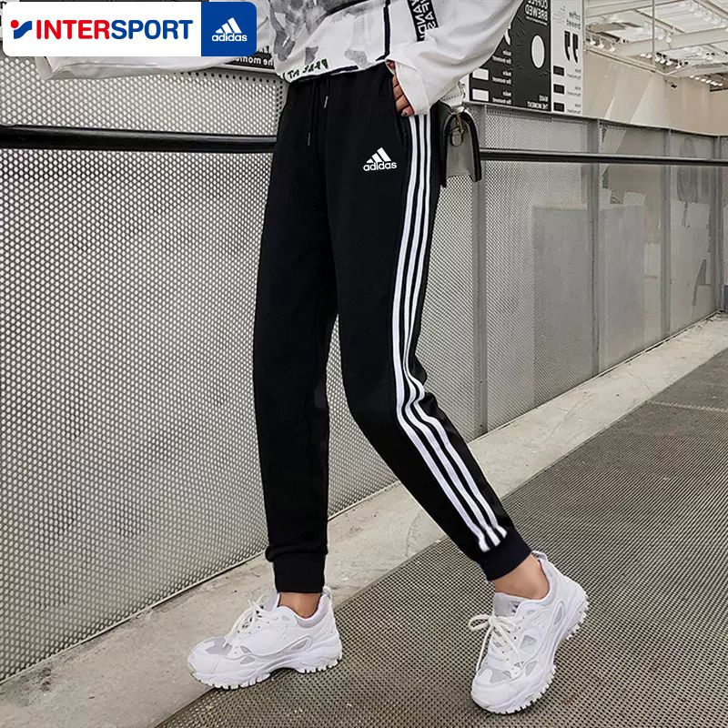 阿迪达斯长裤女2025新款运动裤纯棉透气针织长裤刺绣宽松休闲裤