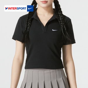 NIKE耐克POLO衫女装2024夏季运动半袖时尚翻领短款T恤短袖DV7885