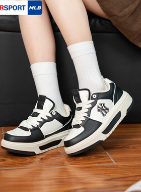 MLB官方旗舰店鞋子男女鞋黑白休闲鞋厚底运动鞋经典板鞋3ASXCLS4N