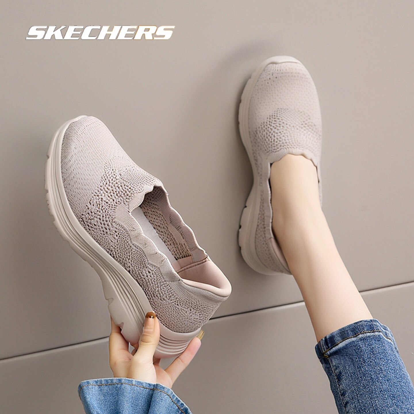 Skechers斯凯奇休闲鞋女鞋2026秋季新款网面透气运动鞋单