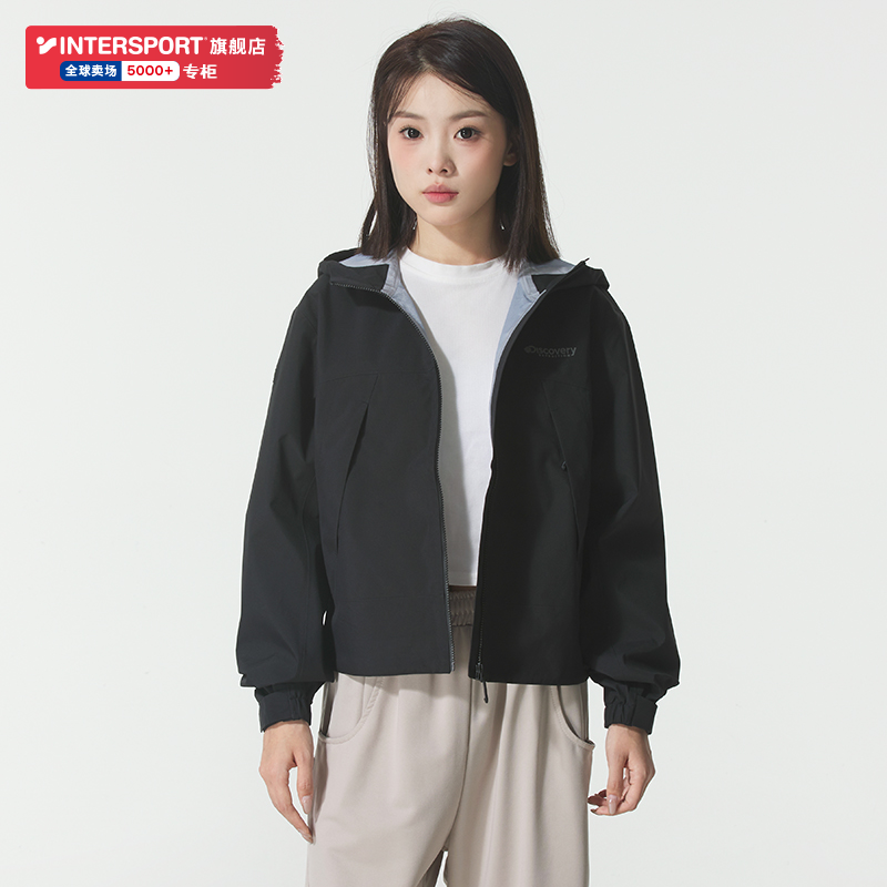 Discovery探索冲锋衣女25秋季户外运动防水防风梭织连帽外套夹克