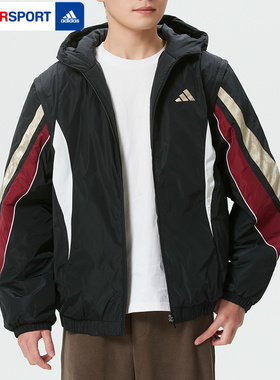 阿迪达斯男装2026新年款保暖篮球服可拆卸运动宽松棉服外套KS3171