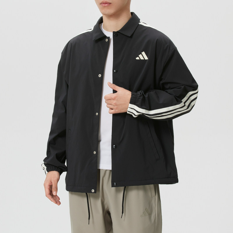 阿迪达斯加绒外套男春季新款运动服男士正品立领加厚保暖休闲夹克