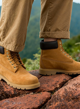 添柏岚踢不烂大黄靴男鞋新款户外休闲鞋复古防水高帮马丁靴18094