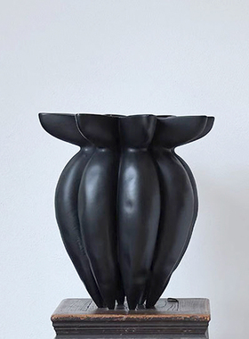 侘寂风黑色佛手花瓶法式中古家居样板房民宿艺术桌面软装插花摆件