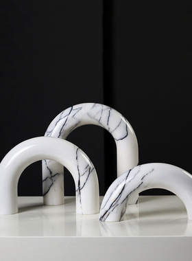 大理石装饰意式玄关几何摆件软装