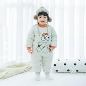 必囤 反季 婴儿连体衣男女儿童夹棉哈衣秋冬纯棉宝宝衣服爬行服