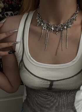 辣妹甜辣五角星设计感高级感繁星镶钻星星链条个性气质锁骨链项饰