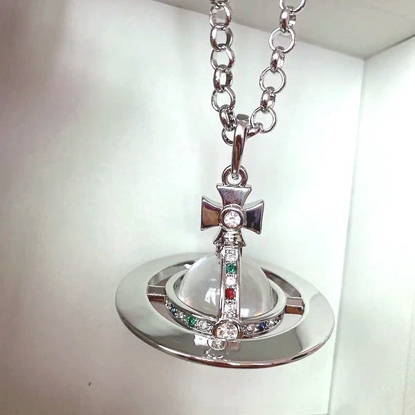 thumbnail for Mint green purple high version medium orb three-dimensional planet necklace niche high-end clavicle chain hot girl girl