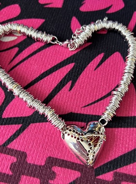 手工手工项链镂空爱心情侣锁骨链