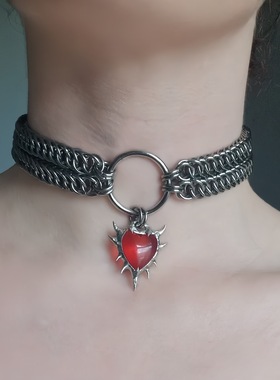 荆棘爱心重工亚文化朋克哥特项链美冷淡电流爱心闪电锁骨链潮女酷