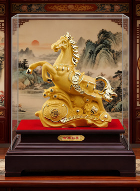 马年礼品绒沙金吉祥如意金马摆件
