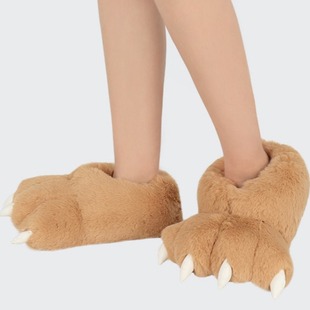 抽象搞怪拖鞋毛绒熊爪拖鞋秋冬室内熊掌爪子动物家居防滑保暖棉拖