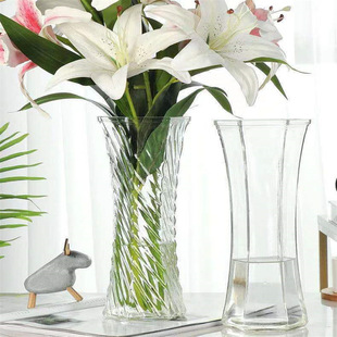 适合插百合的花瓶玻璃透明富贵竹摆件客厅插花干花北欧家用水培瓶