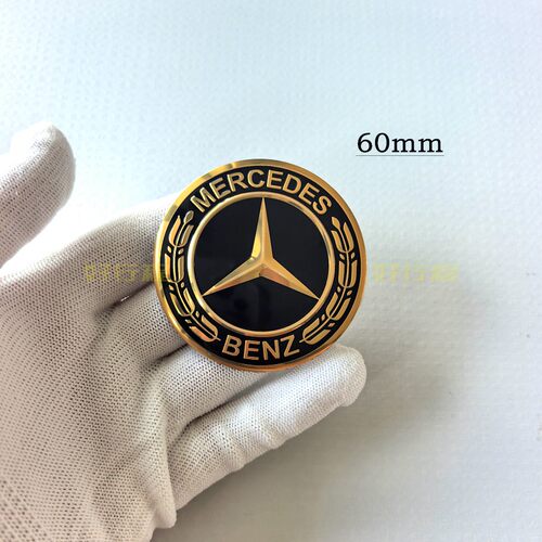 适用于各种车改装标志车标麦穗奔驰LOGO弧度带标60mm铝合金色贴标