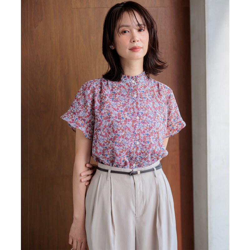 组曲优雅适宜感花卉花园印花女式衬衫上衣女ONWARD