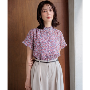 组曲优雅适宜感花卉花园印花女式衬衫上衣女ONWARD