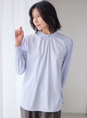 any FAM可手洗御菌防臭防uv速干荷叶边高领衬衫女ONWARD