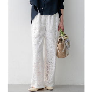 女ONWARD 饰蕾丝休闲阔腿裤 23区见上爱明星同款 罗塞尔装