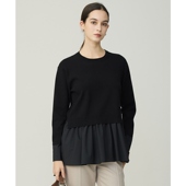 ICB时尚 优雅气质适宜丝绸弹力混纺拼接彼得潘领套头衫 女ONWARD