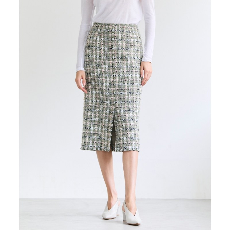 BEIGE，优雅高智感通勤气质BERYL花式粗花呢 I字裙女ONWARD