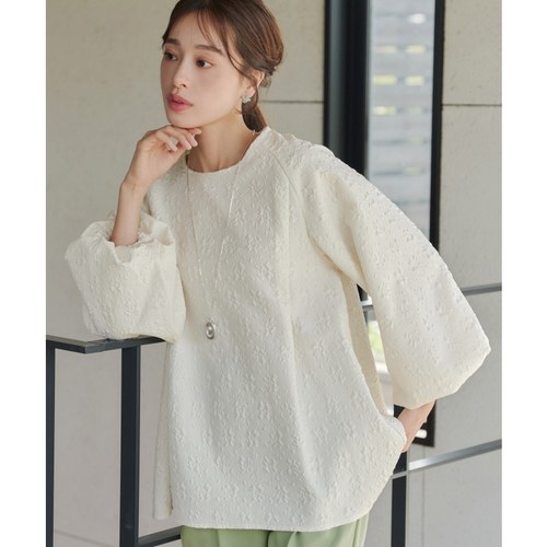 Tiaclasse可洗浮雕提花泡泡袖长款上衣女ONWARD