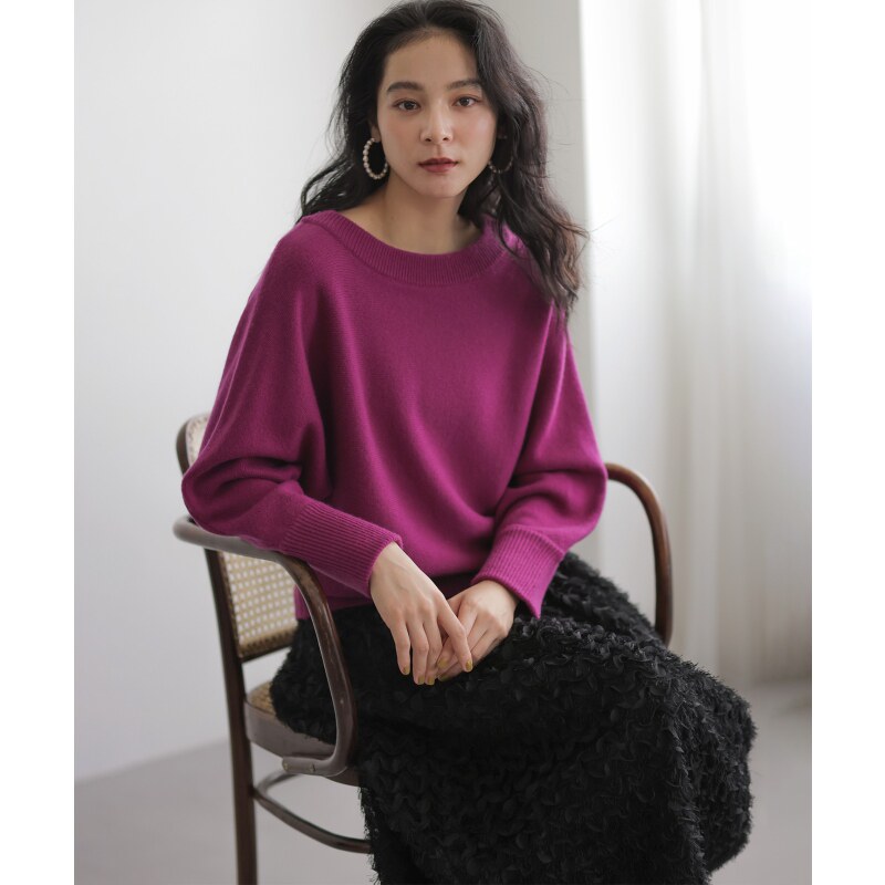 组曲优雅设计时尚加藤罗莎同款羊毛混羊绒船领针织衫毛衣女ONWARD
