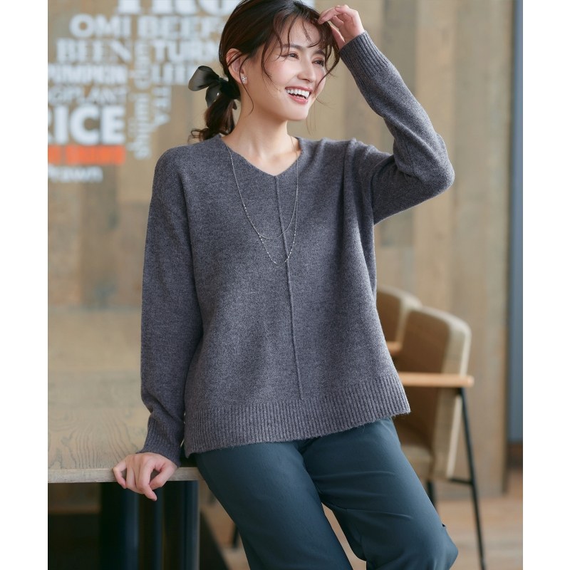 Tiaclasse温柔气质减龄可水洗混纺V领针织套头衫女ONWARD