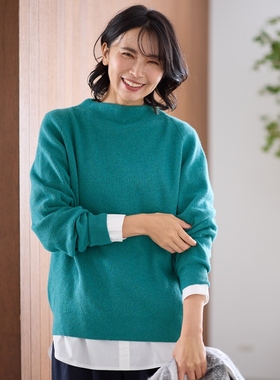 any FAM可机洗多色螺旋纹高领针织套衫毛衣女ONWARD