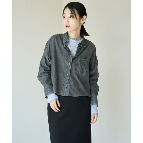 UNFILO简约适宜通勤气质DENIM LIGHT cropped shirt衬衫女ONWARD