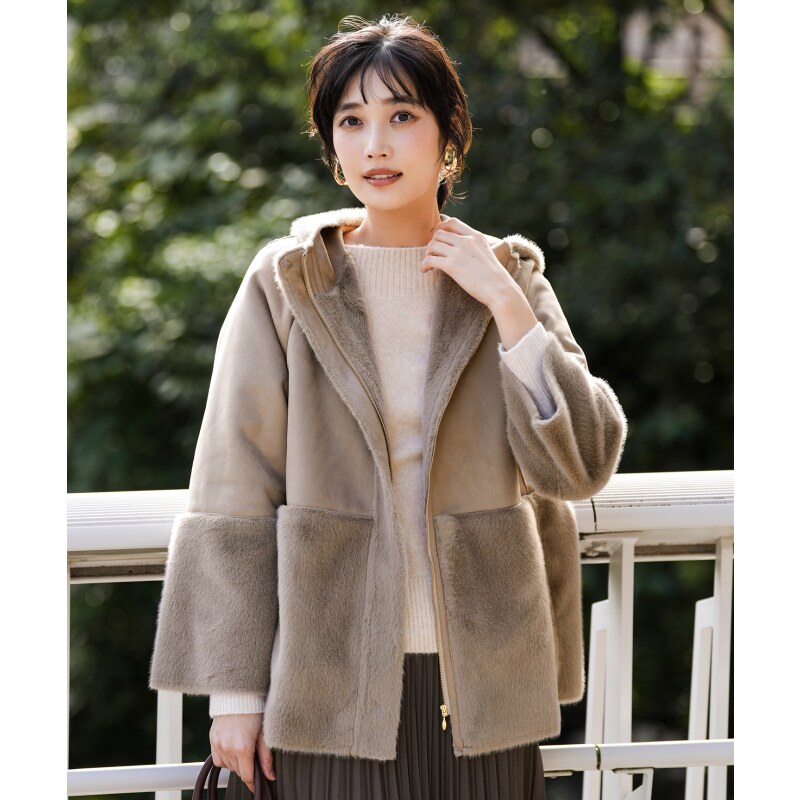 ANYSIS温柔日系甜美Luxury人造羊羔毛大衣外套女ONWARD