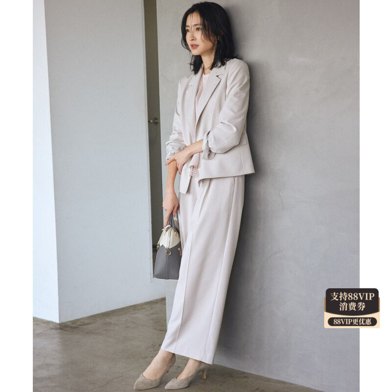 组曲时尚简约优雅帅气斜纹布宽腿休闲裤女ONWARD