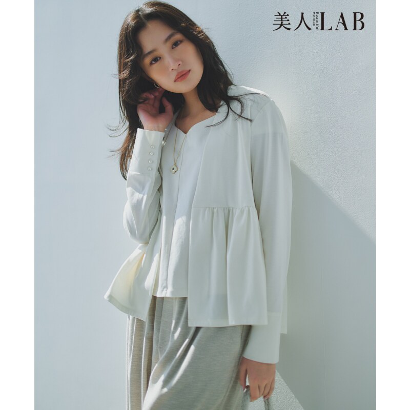 组曲时尚优雅LAB日杂同款肌肤功能针织心形l真两件上衣女ONWARD