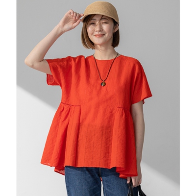 23区时尚气质适宜简约可洗空心条纹荷叶边衬衫女ONWARD