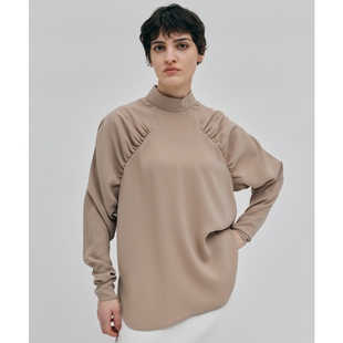 BEIGE,可洗FLEUR褶皱设计适宜衬衫女ONWARD