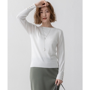 23区可洗涤丝滑人造纤维宽罗纹针织衫毛衣女秋冬保暖ONWARD