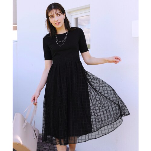 Tiaclasse可洗异质材料拼接设计连衣裙女ONWARD