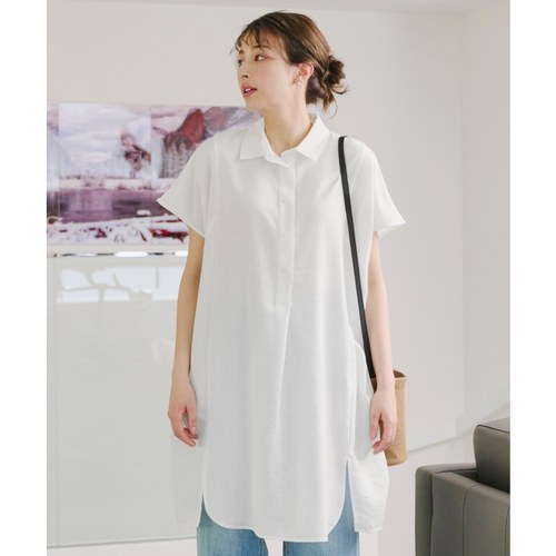 Tiaclasse温柔气质适宜简约可洗法式袖亚麻长款衬衫女ONWARD秋冬