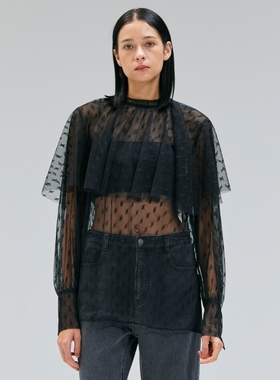 BEIGE，感气质优雅可水洗CLOVIS斗篷设计全蕾丝衬衫女ONWARD