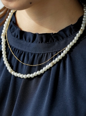 ANY SIS温柔精美设计感双连珍珠风格链条项链女ONWARD