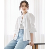 23区SLOW系列时尚 气质简约设计圆筒棉质平纹衬衫 女ONWARD
