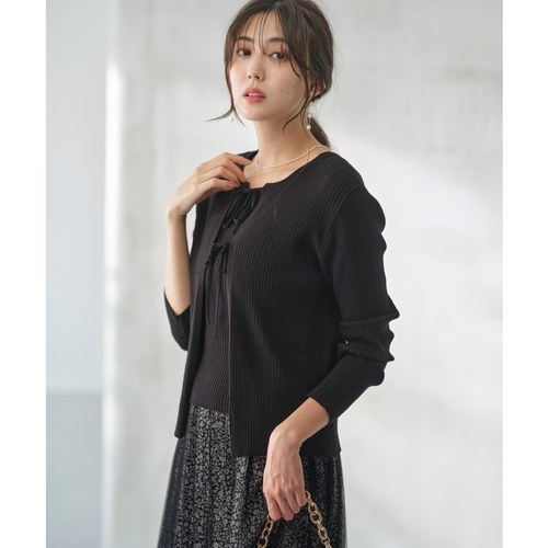 any SiS蝴蝶结开衫双层针织衫2件套女ONWARD秋冬新品