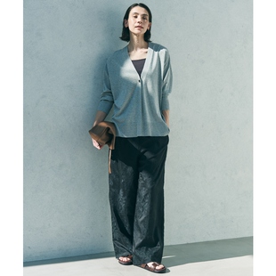 UNFILO适宜时尚 女ONWARD 气质简约腰部松紧带植物刺绣休闲裤