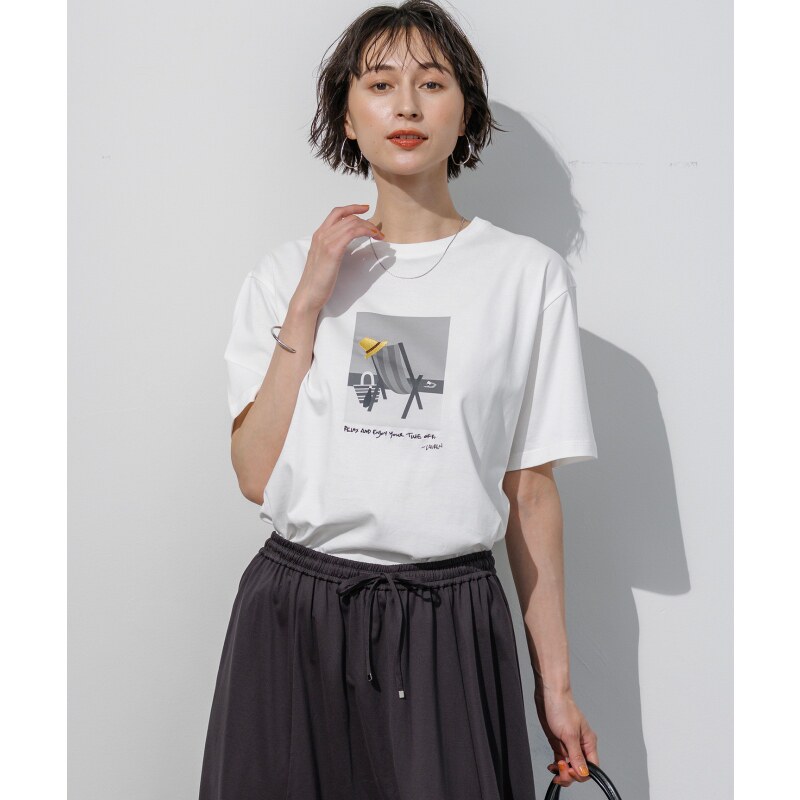 23区时尚优雅感LaurenRolwing合作图案印花T恤女ONWARD