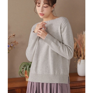 Tiaclasse温柔适宜清新气质棉混罗纹船领针织套头衫 女ONWARD