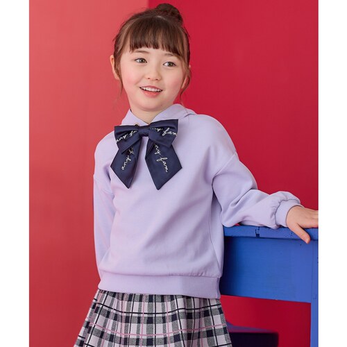 any FAM KIDS日系蝴蝶结抽绳连帽卫衣秋冬新款女童长袖套头衫